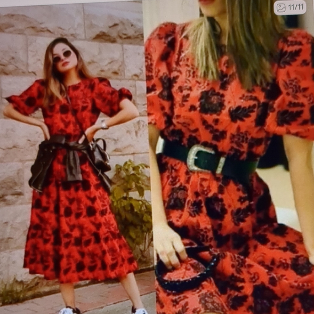 Zara Maxi "Beverly" Red/Black Floral Dress